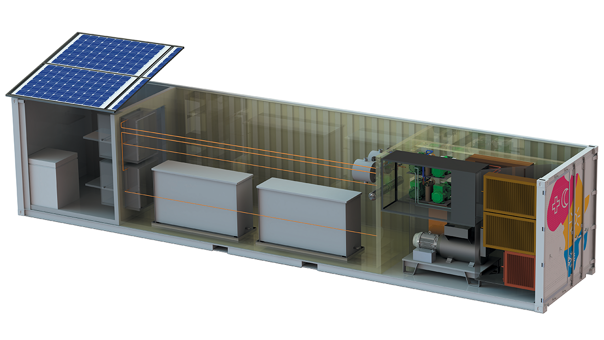 Entwicklung nachhaltiger und energieautonomer Kühlcontainersysteme für afrikanische Krankenhäuser Konzept des nachhaltigen und energieautonomen SophiA-Kühl- und Wasseraufbereitungscontainersystems