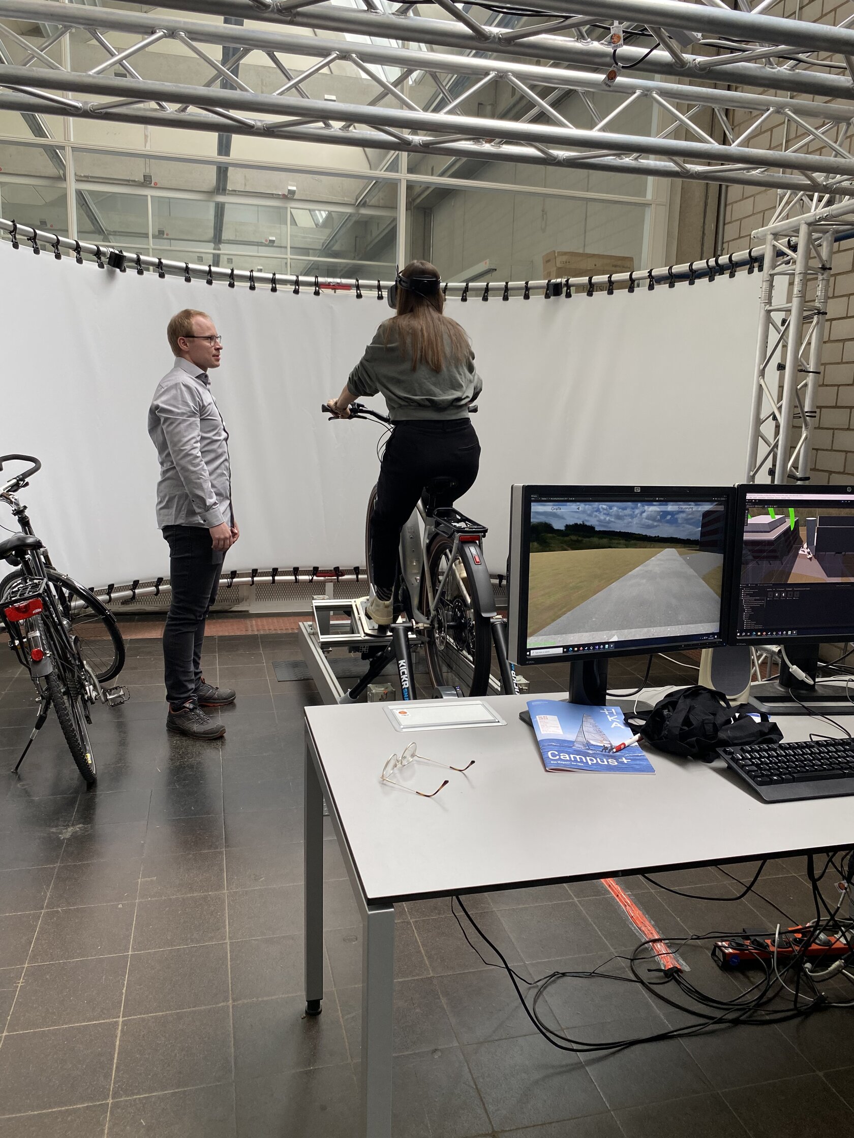Fahrradsimulator im Einsatz