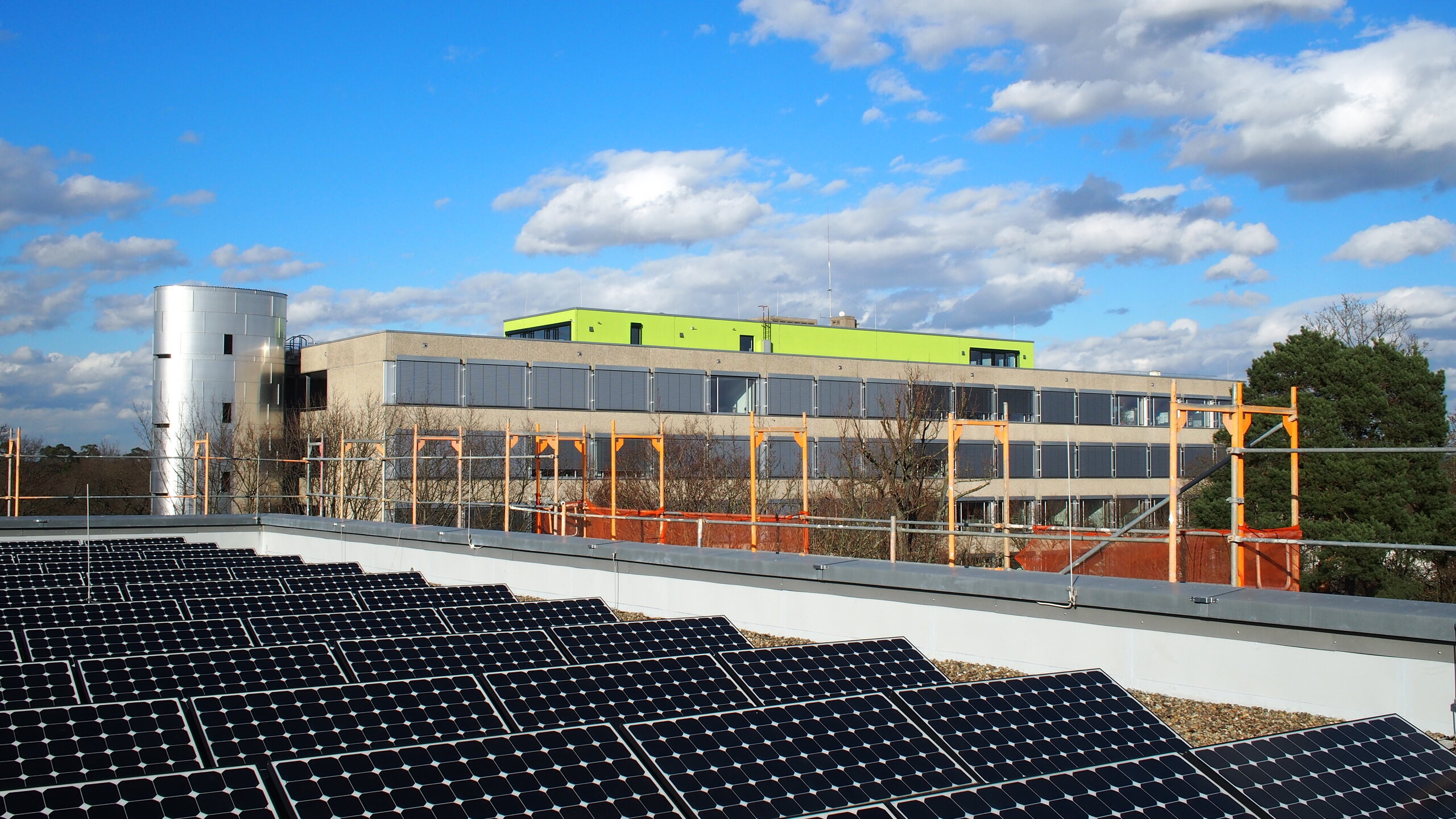 Photovoltaics panels on the roof of a HKA building Photovoltaics panels on the roof of a HKA building