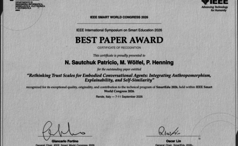 Image of the Best Paper Award showing the names of all authors, the title of the paper, the metadata, and the signatures of the General Chairs of the IEEE Smart World Congress and Smart Edu.