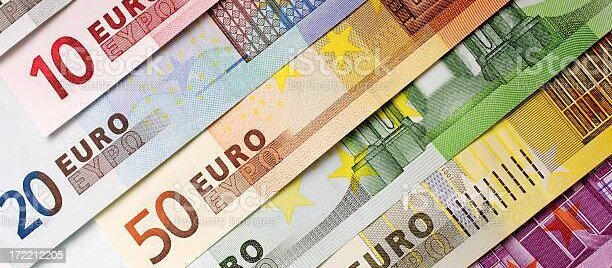 European Currency. different Euro banknotes