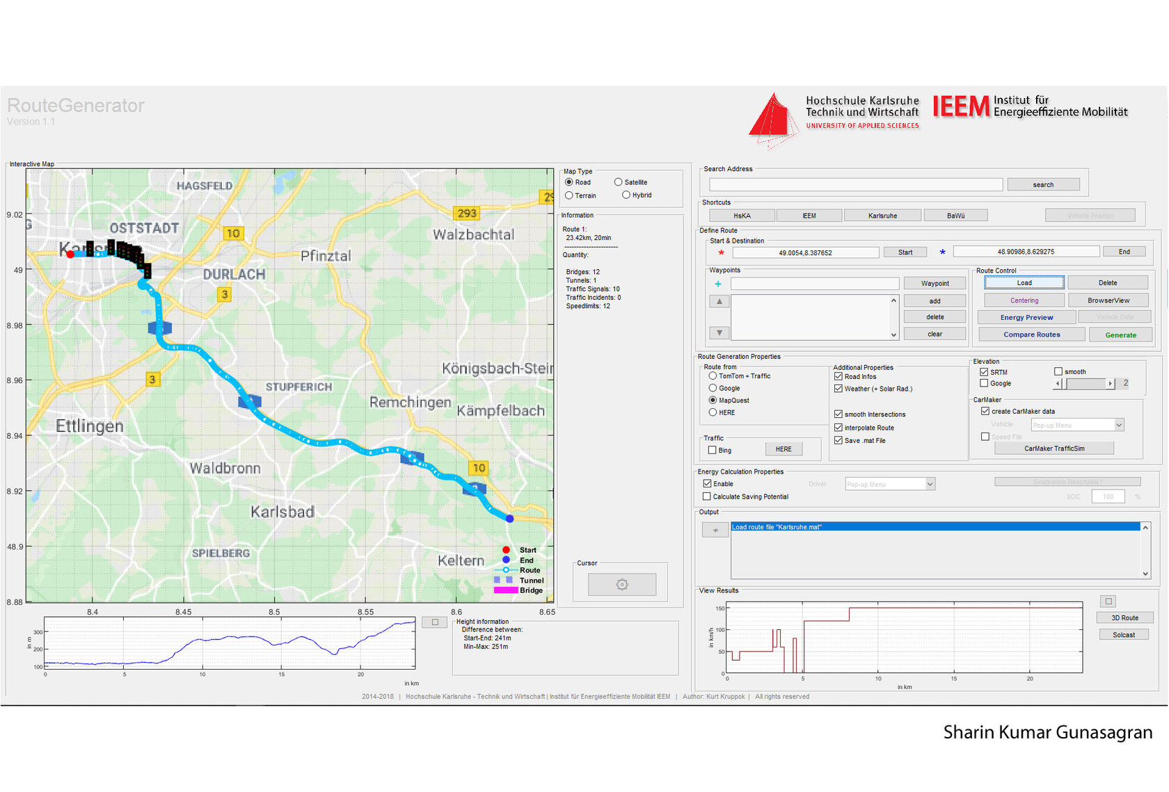 IEEM tool in MATLAB for the creation and calculation of route data